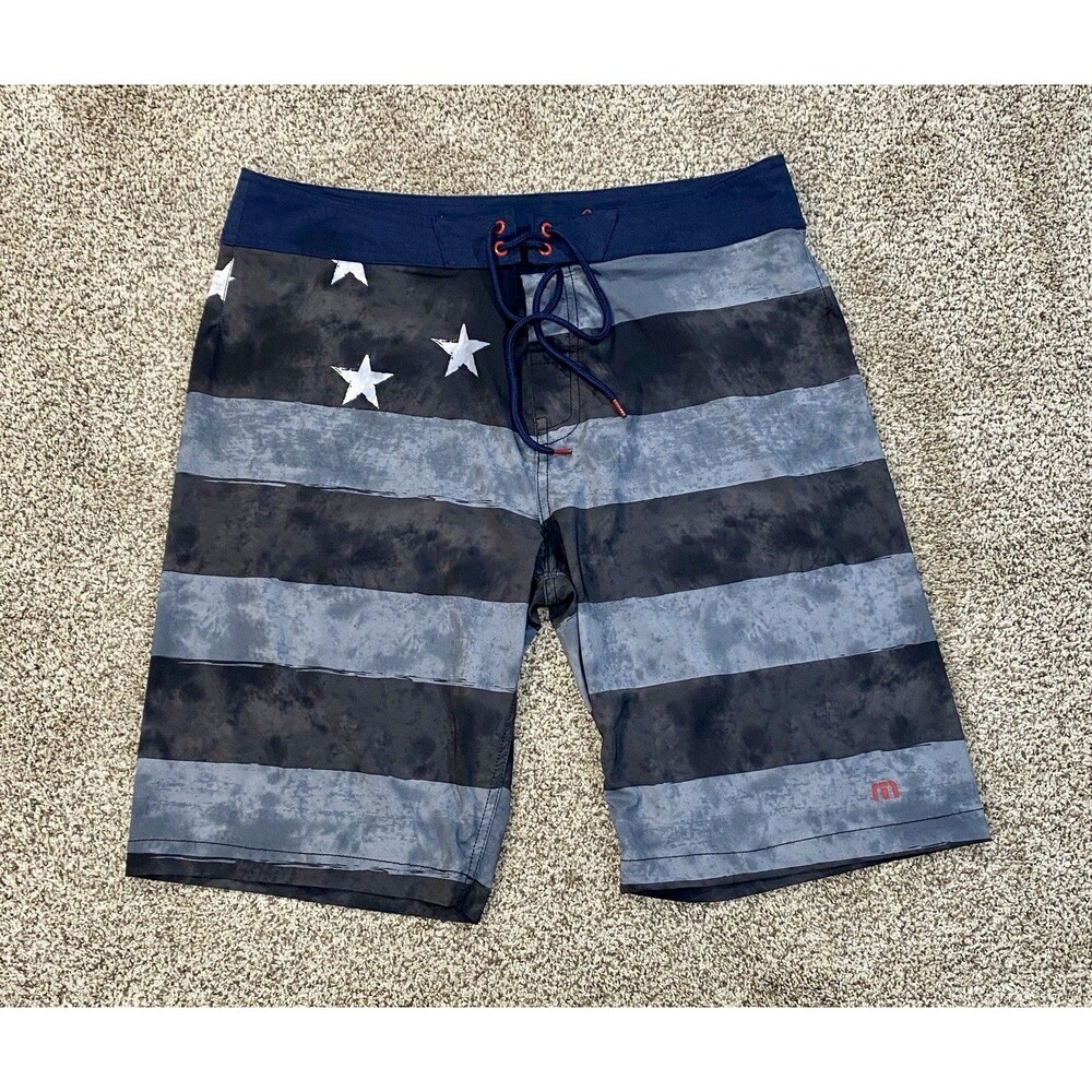 Travis Mathew American Flag Board Shorts Men’s 34 Swim USA Americana Performance
